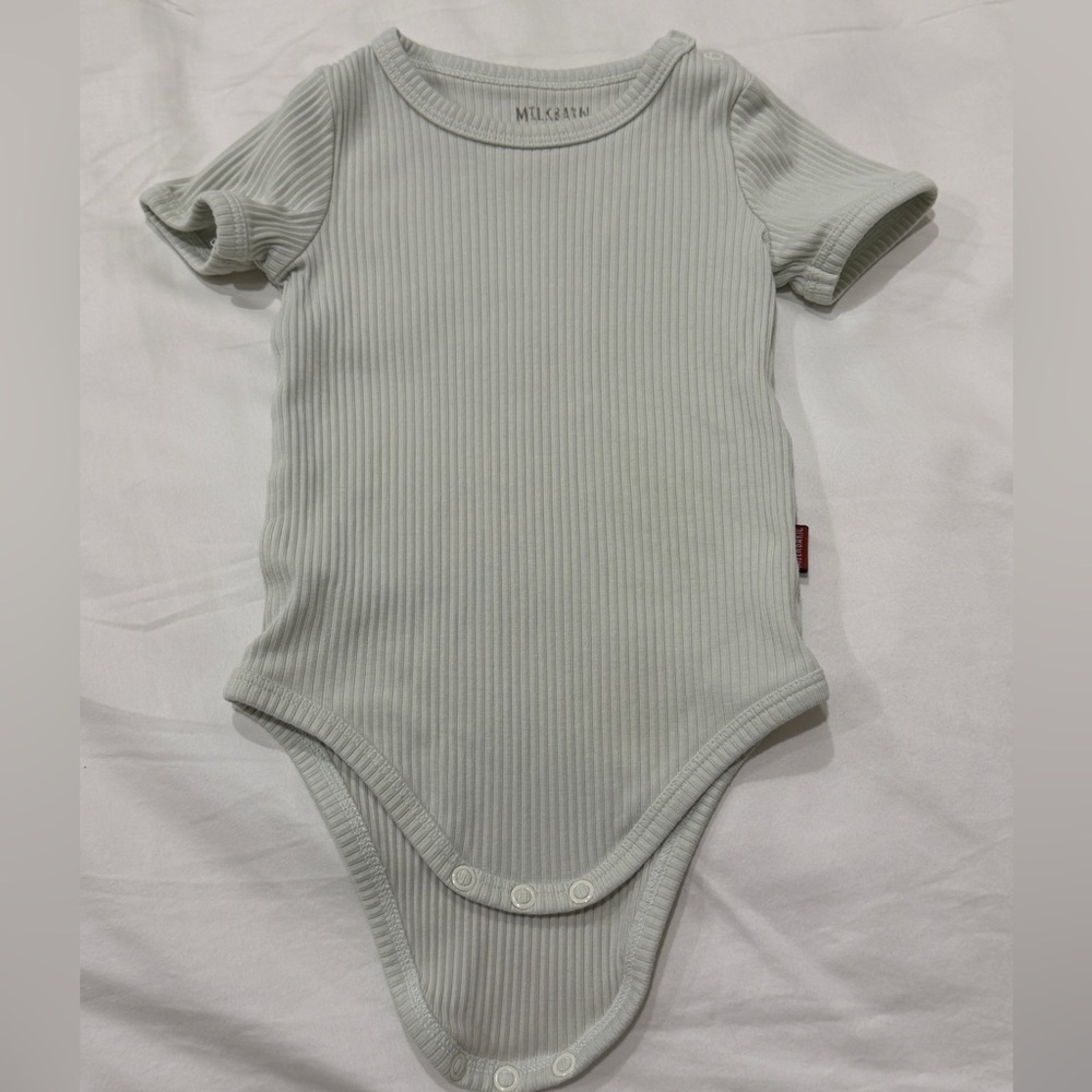 Milkbarn Sage Ribbed Baby Bodysuit
